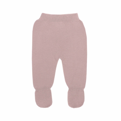 Polaina de bebé rosa palo en punto bobo perlé 