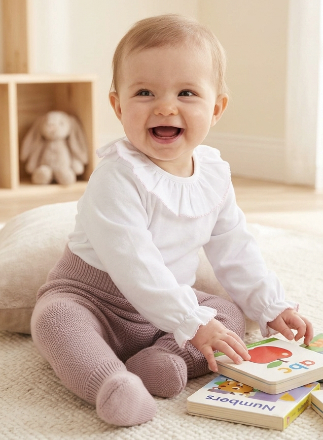 pastel pink knit baby