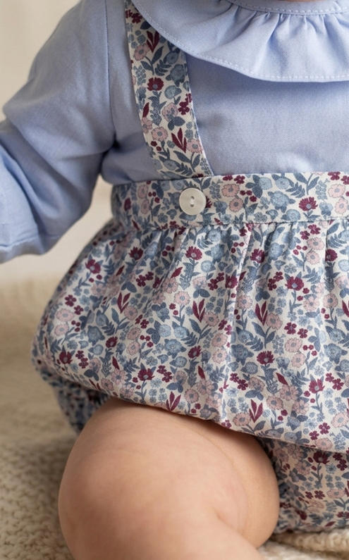 burgundy and blue romper