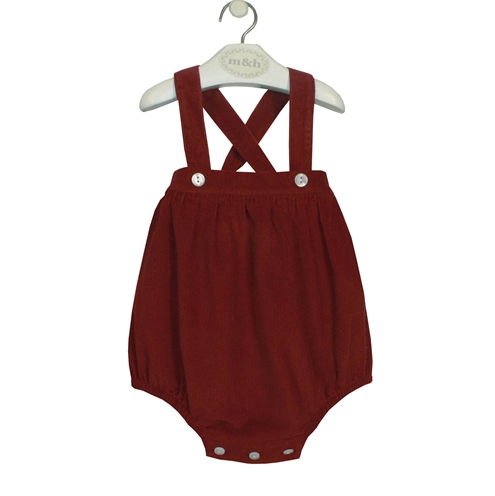 Romper with braces burgundy corduroy