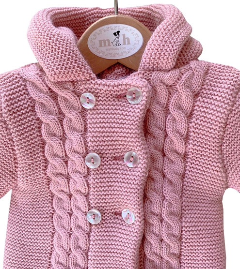 san Francisco knit two pieces for baby in pastel pink