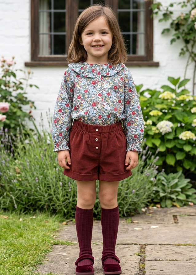 burgundy corduroy short