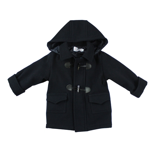Navy blue duffle coat with hood