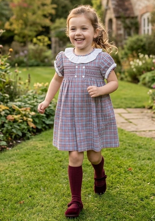 inés dress short sleeve plaid