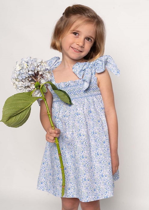 vestido lazada azul flores