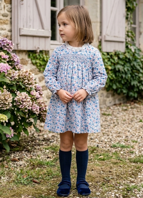 manuela dress blue leaves 
