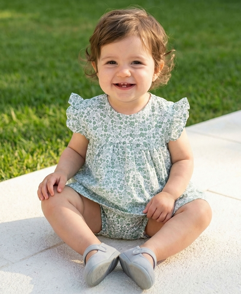 vestido niña flores verdes