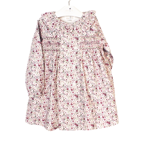 paula dress burgundy flowers