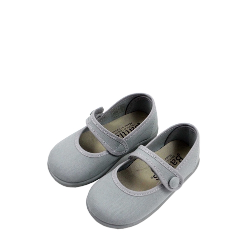 Zapatillas loneta niña mercedita en gris con botón