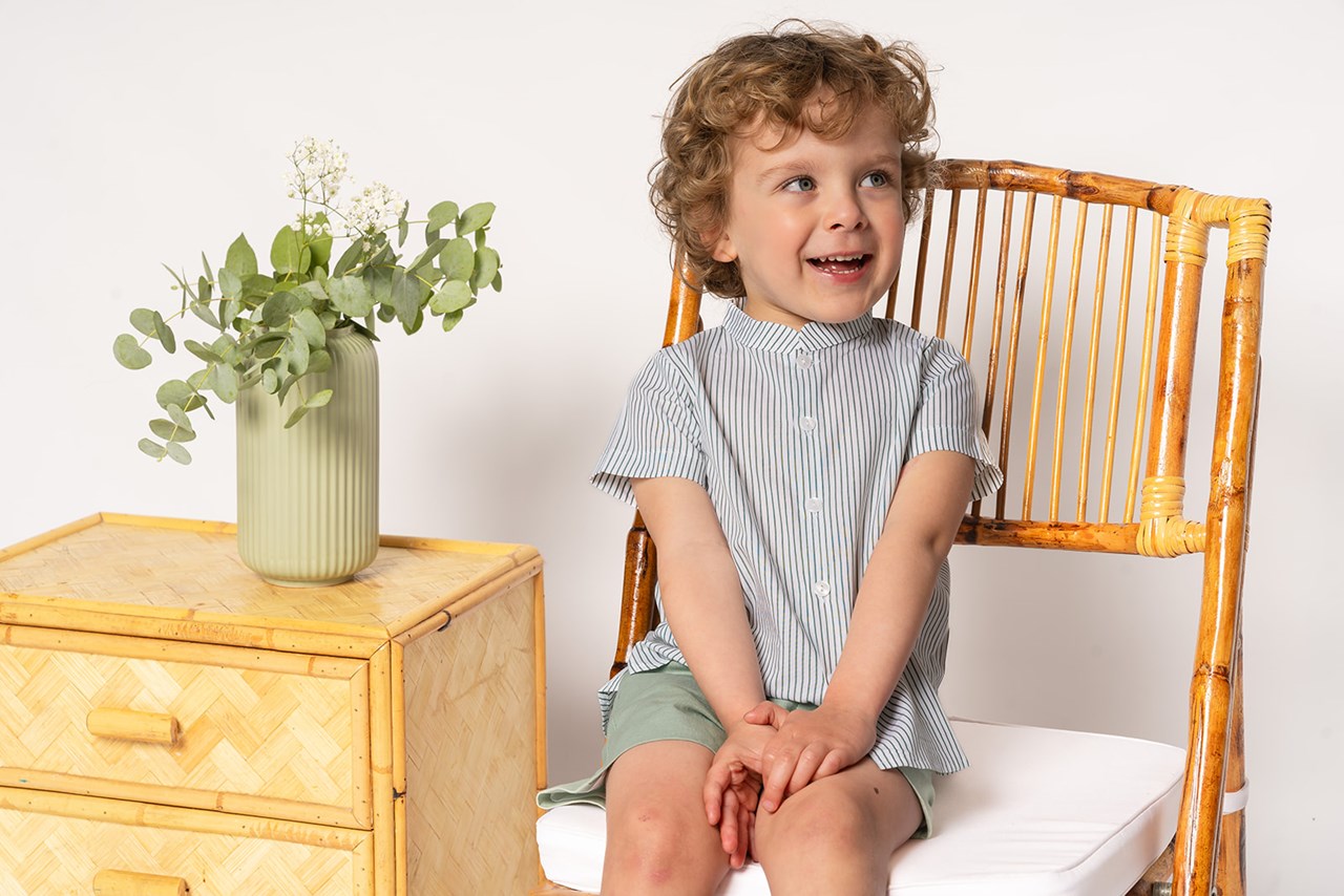 Toddler boy looks